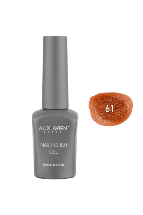 Alix Avien لاک ناخن براق نارنجی ماندگار 61 - ژل لاک با رنگ دهی بالا 12 میلی لیتر