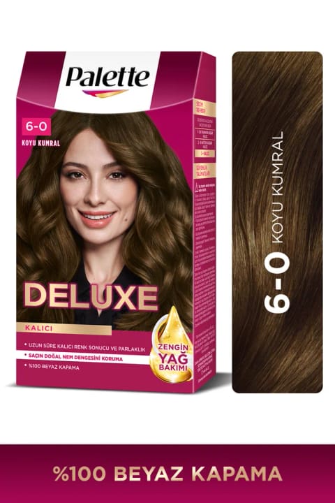 Palette Deluxe 6-0 قهوه‌ای تیره غنی با کیت مراقبت روغنی و ماسک مراقبتی مو