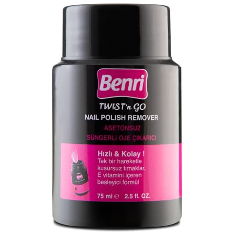 پاککننده لاک بدون استون با اسفنج Benri 75ml