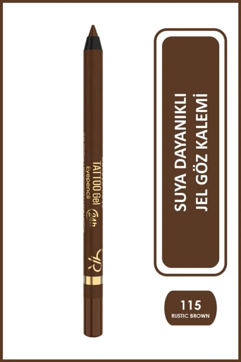 Golden Rose Tattoo Gel Eyepencil شماره 115 Rustic Brown - ماندگاری ۲۴ ساعته ضد آب...