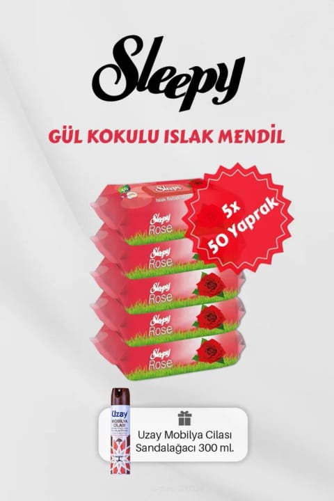 Sleepy 250 عدد دستمال مرطوب معطر گل رز به همراه هدیه واکس مبلمان اسطوخودوس