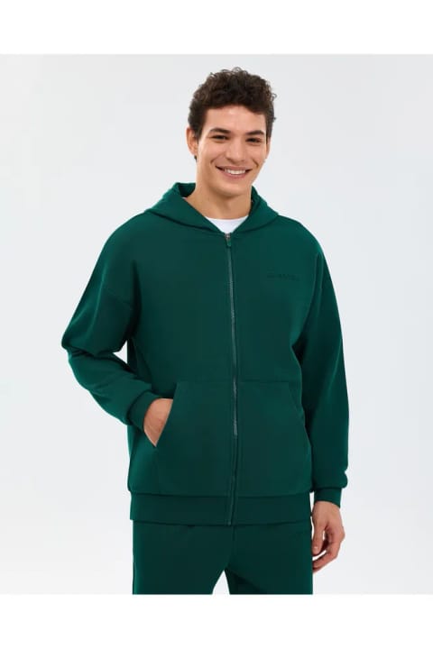 SKECHERS سویشرت هودی زیپدار کامل مردانه M Essential رنگ کاکی S261001