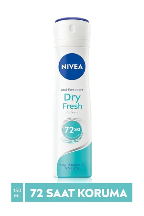 NIVEA اسپری دئودورانت زنانه Dry Fresh، محافظت ضد تعریق ۴۸ ساعته (۱۵۰ میلی‌لیتر)