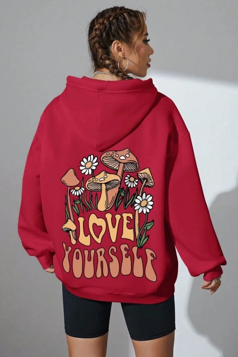 سویشرت اورسایز یونیسکس چاپ Love Yourself uyguntarz