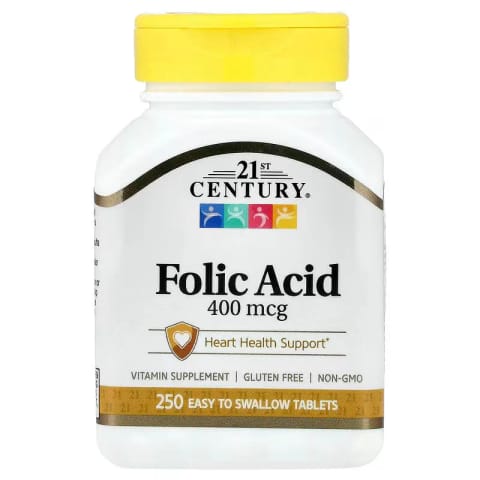 21st Century Folic Acid Vitamin B9 Folate Heart Health 400 mcg 250 قرص