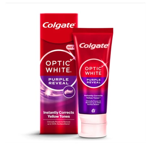 خمیردندان سفیدکننده Colgate Optic White Purple Reveal 75 میلی‌لیتر