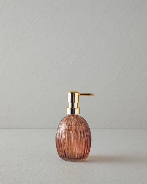 پمپ مایع دستشویی شیشه‌ای بانیو Pavia مدل Amber سایز 9x9x16 سانتی‌متر