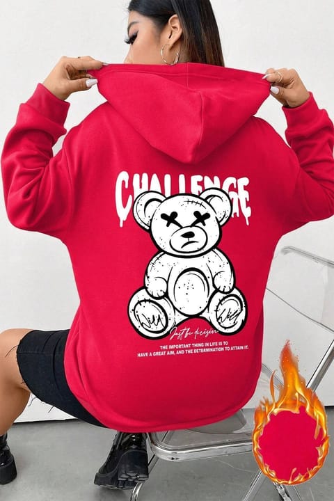 سویشرت اورسایز uyguntarz مدل Challange Bear با طرح چاپ خرس
