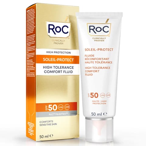 RoC کرم ضدآفتاب صورت با محافظت بالا SPF50 مخصوص پوست حساس ۵۰ میلیلیتر
