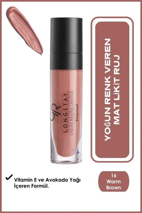 Golden Rose Longstay Liquid Matte Lipstick - 16 - رژ لب مایع مات با ماندگاری طولانی