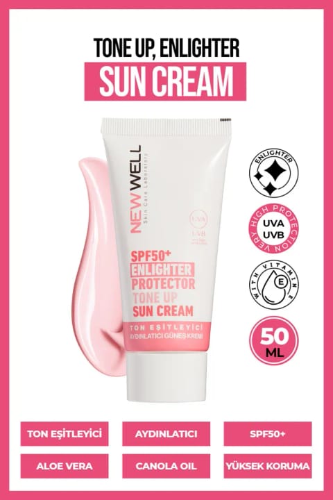 نیو ول کرم ضدآفتاب SPF50+ صورتی یکنواختکننده و روشنکننده صورت