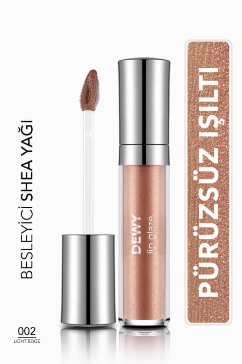 Flormar Dewy Lip Glaze مرطوب‌کننده نیمه شفاف براق کننده لب — 002 Light Beige