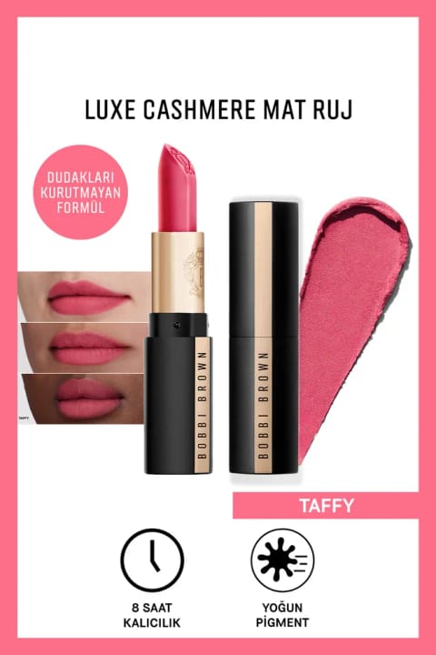 رژ لب مات کشمیر لوکس برند Bobbi Brown - رنگ Taffy
