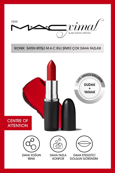 رژ لب MACximal Sleek Satin M.A.C - CENTRE OF ATTENT...
