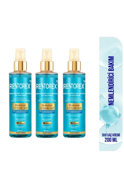 Restorex Hydra مرطوبکننده و احیاکننده نرمکننده مو مایع ۳×۲۰۰ میلیلیتر - هیالورونیک
