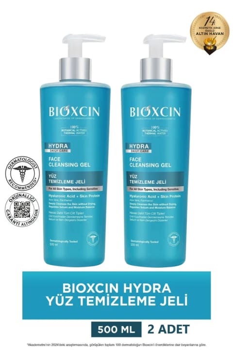 Bioxcin Hydra شوینده صورت برای پوست خشک و حساس 2×500 میلی‌لیتر - هیالورونیک اسید