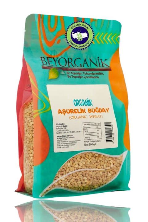 BEYORGANİK گندم ارگانیک مخصوص آشوره ۵۰۰ گرم (دارای آنالیز سموم و آفلاتوکسین)
