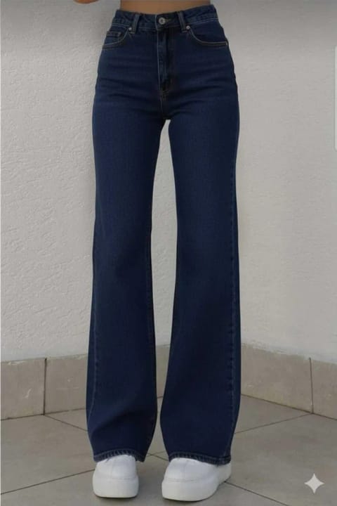 Livik Viktoria شلوار جین اسلش لیكرا دار 90's آبی یخی سوپر High Waist پاچه اسلش