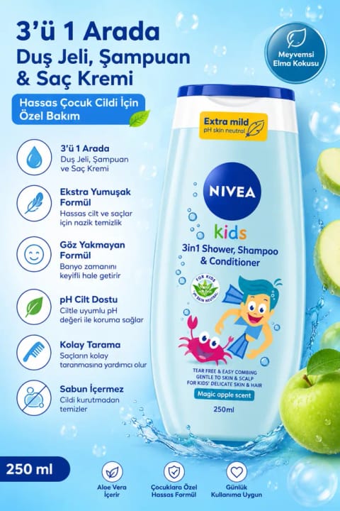 NIVEA شامپو و نرمکننده فوقنرم مخصوص کودکان بدون اشکآوری
