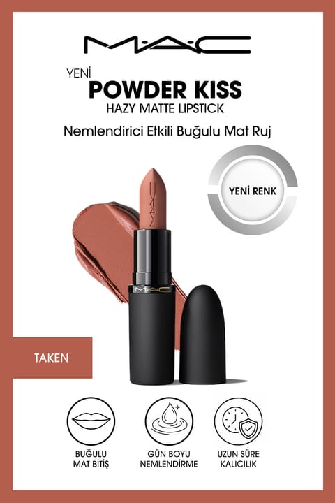 رژ لب مات مخملی مرطوبکننده M.A.C Powder Kiss Hazy Matte - Taken