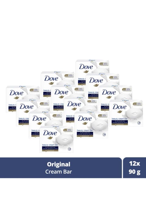 Dove Beauty Cream Bar صابون زیبایی جامد Original مرطوب‌کننده 90 گرم × 12 عدد