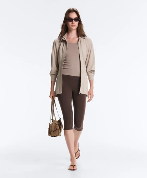 Long striped jacket with belt