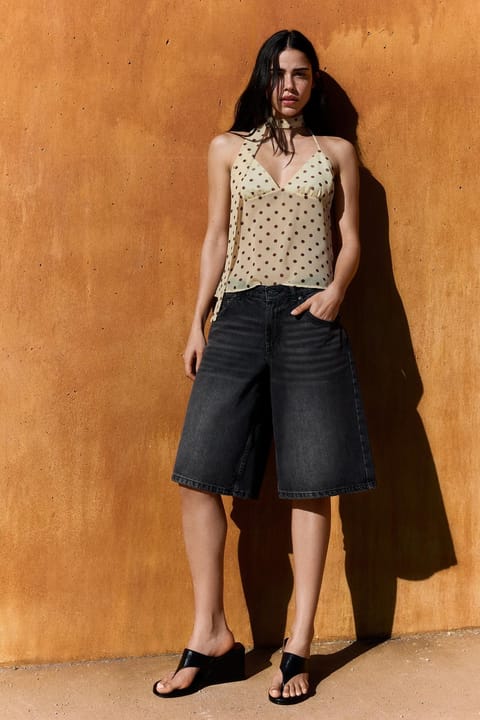 شورت برمودا جین فیت Baggy Bershka