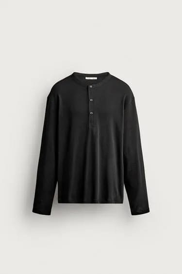 Zara تیشرت هنلی با فیت راحت