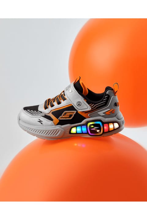 SKECHERS LIGHT STORM 3 کفش اسپرت پسرانه بزرگ چراغ‌دار طوسی 400151L SLBK