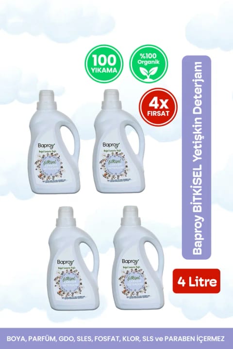 Baproy مایع لباسشویی گیاهی با رایحه طبیعی اسطوخودوس ۴ لیتری تقویتشده ۳۰٪