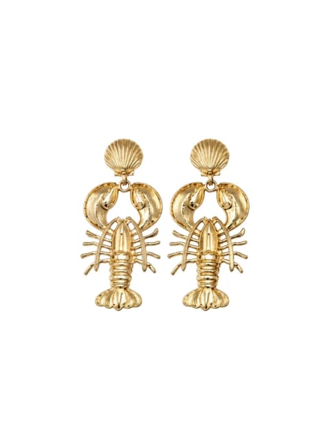 گوشواره استیتمنت فیگور خرچنگ با جزئیات صدف - Gold