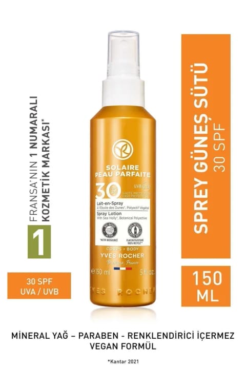 ایو روشه اسپری ضدآفتاب بدن SPF30 سولر peau parfaite حجم 150 میلی‌لیتر
