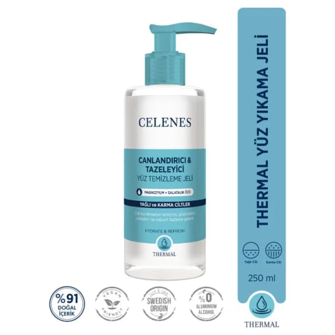 Celenes Thermal پاککننده و شادابکننده صورت برای پوست چرب و مختلط ۲۵۰ میلیلیتر