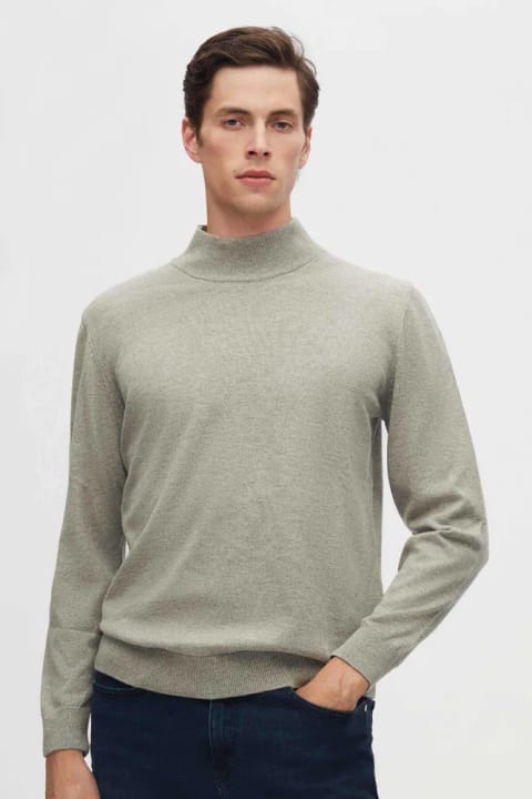 D'S Damat Regular Fit نیمه یقه اسکی گری پنبه مخلوط تریکو