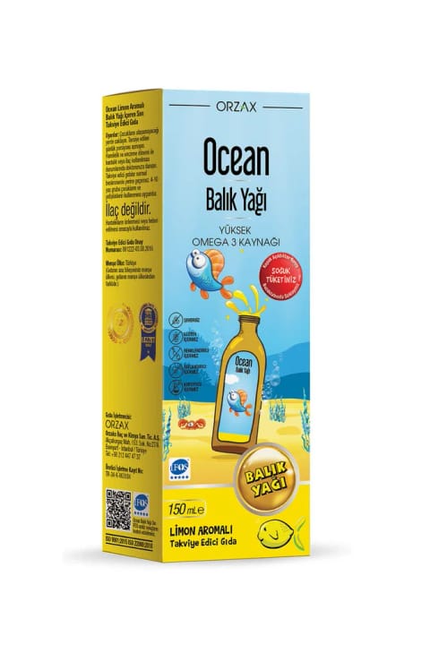 اقیانوس روغن ماهی امگا 3 شربت طعم لیمو 150 میلیلیتر