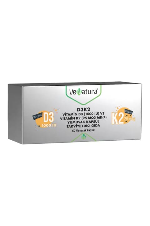 D3K2 ویتامین D3 (1000 IU) و Vitamin K2 (25mcg MK-7) کپسول نرم