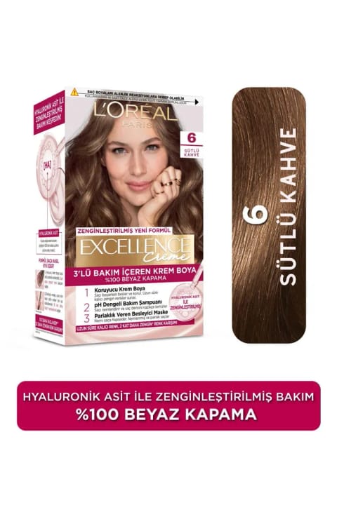 L'Oreal Paris Excellence Creme رنگ مو - 6 قهوه ای شیری