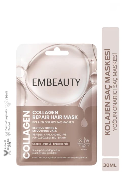 ماسک مو کلاژن Embeauty ترمیمکننده و براقکننده ۳۰ میلیلیتر