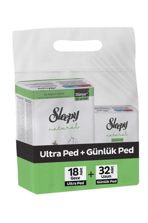 Sleepy Natural Ultra پد شبانه ۱۸ عددی + پد روزانه بلند ۳۲ عددی