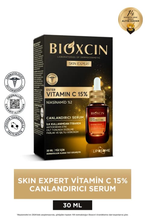 Bioxcin Skin Expert ویتامین C 15% سرم شاداب‌کننده 30 میلی‌لیتر - Ester C نیاسینامید