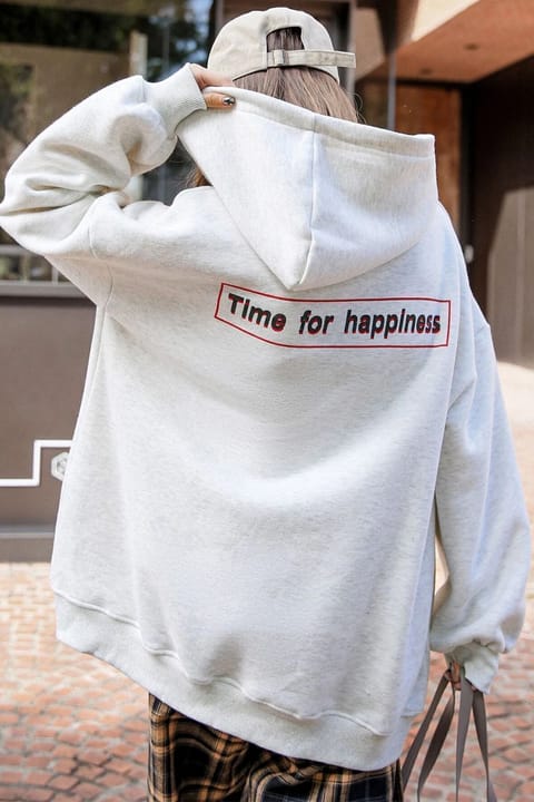 سویشرت اورسایز یونیسکس uyguntarz طرح Time For Happiness