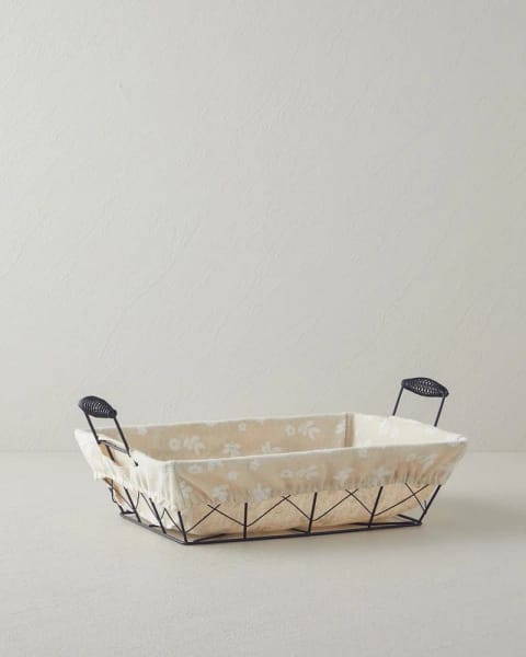 سبد نان فلزی بافت‌دار 30x23x8,5 سانتی‌متر کرم