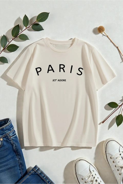 تیشرت طراحی چاپدار Parıs Jet Adore یونیسکس uyguntarz