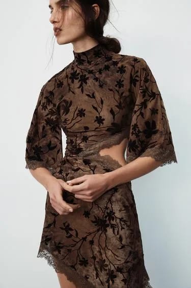 Zara پیراهن کوتاه طرح‌دار با بازشدگی