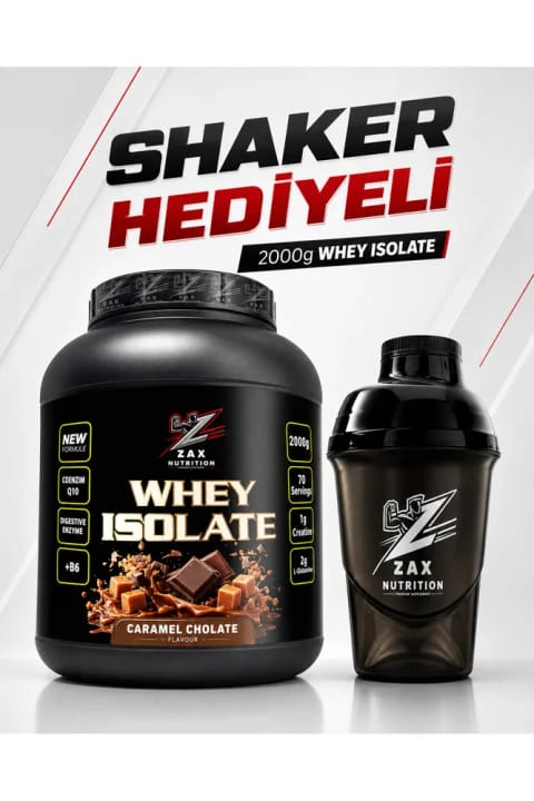 zax nutrition Whey Isolate 2000 گرم با طعم کارامل همراه با شیکر هدیه!