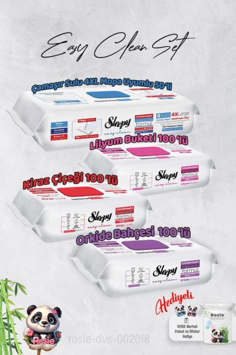 Sleepy دستمال تمیزکننده سطح یکبارمصرف XL 50 عددی هدیه رزی، رایحه ارکیده، گیلاس و زنبق