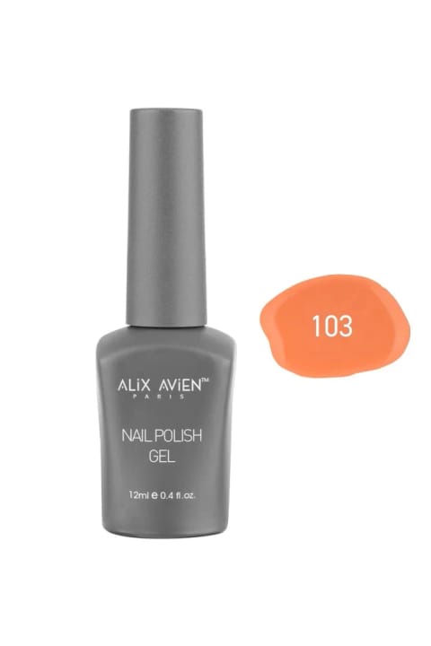 Alix Avien لاک ژل دائمی نارنجی (یاوروآغزی) رنگ 103 - با پوشش دهی بالا 12 میلی لیتر