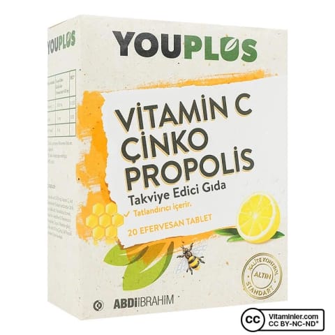 Youplus Vitamin C Çinko Propolis 20 قرص جوشان