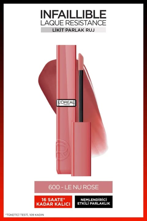 رژ لب مایع براق L'Oreal Paris Infaillible Laque Resistance - 600 Le Nu...