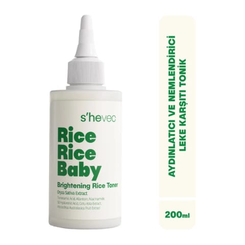 تونر روشن‌کننده و آبرسان ضد لک She Vec Rice Rice Baby 200ml